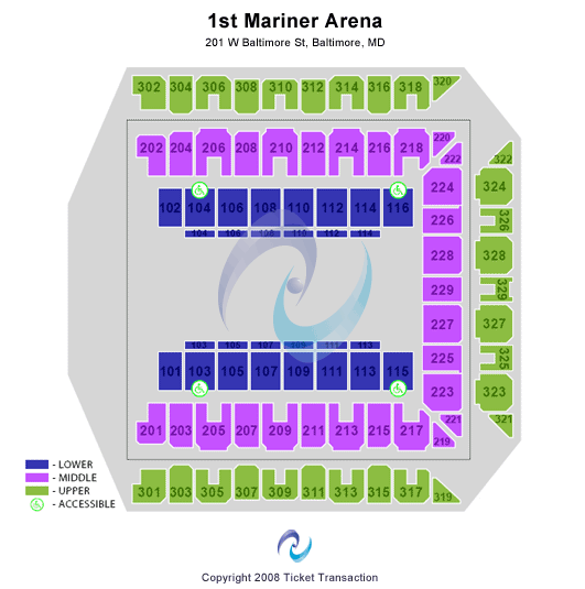 1st Mariner Arena Seating Chart in Baltimore, MD