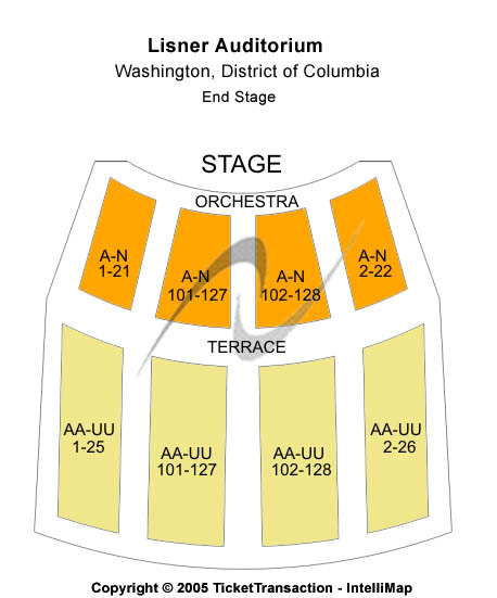Seating Layout and Venue Map for Lisner Auditorium