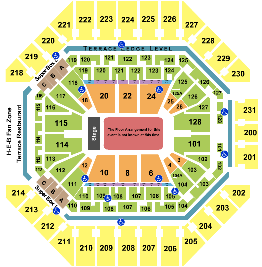 Seatmap for frost bank center