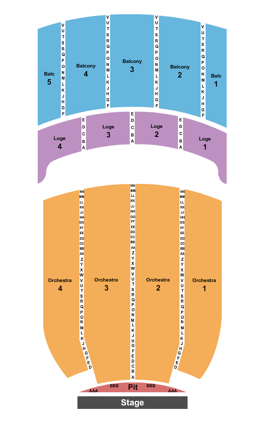 Seatmap for akron civic theatre
