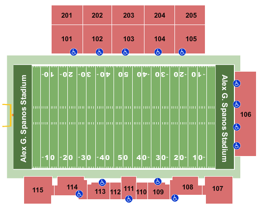 Seatmap for alex g. spanos stadium