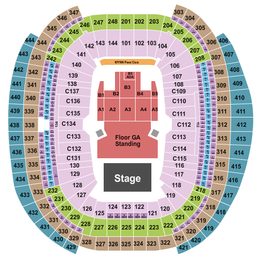 Zach Bryan Allegiant Stadium seating chart