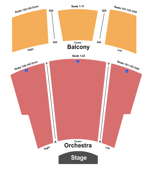 Seatmap for masquerade dance theater at ames center