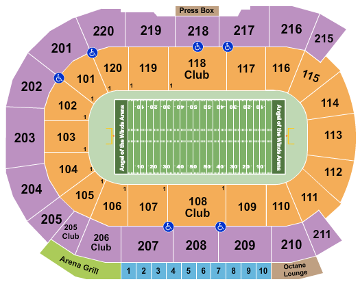 Seatmap for angel of the winds arena