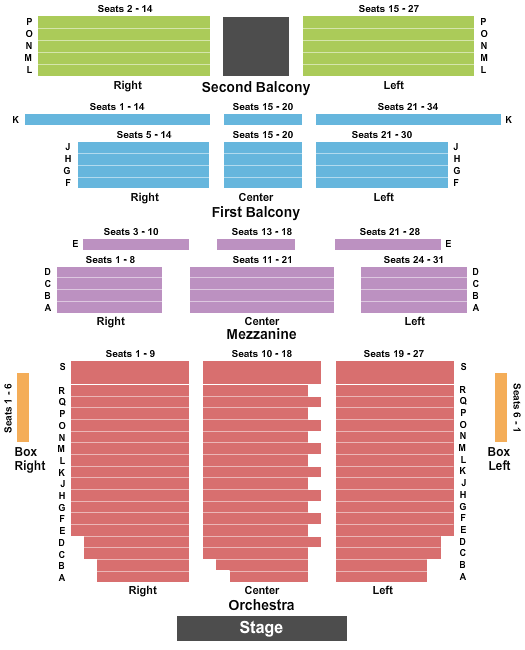 Seatmap for augusta imperial theatre