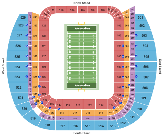 Seatmap for aviva stadium