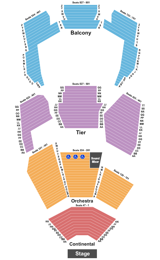 Seatmap for bjcc concert hall