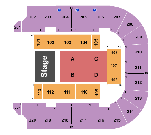 Seatmap for cadence bank arena