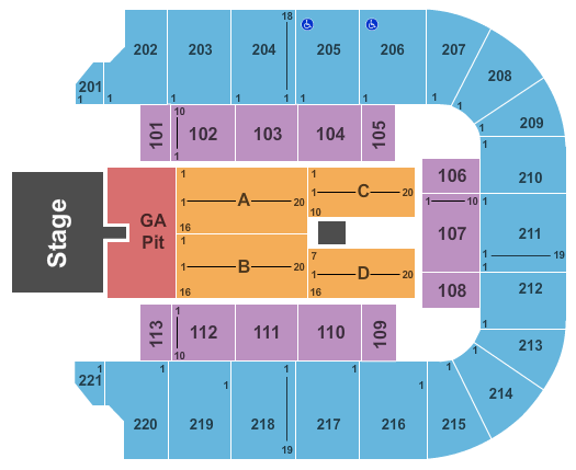 Seatmap for bancorpsouth arena