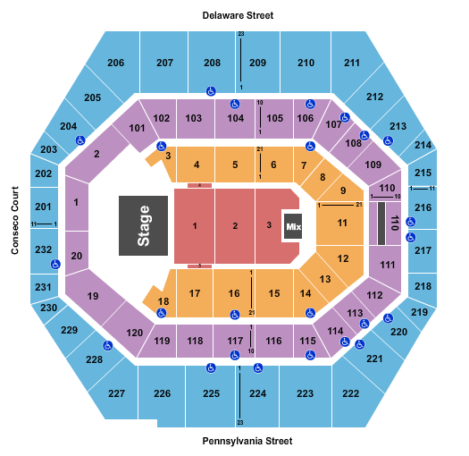 Seatmap for bankers life fieldhouse
