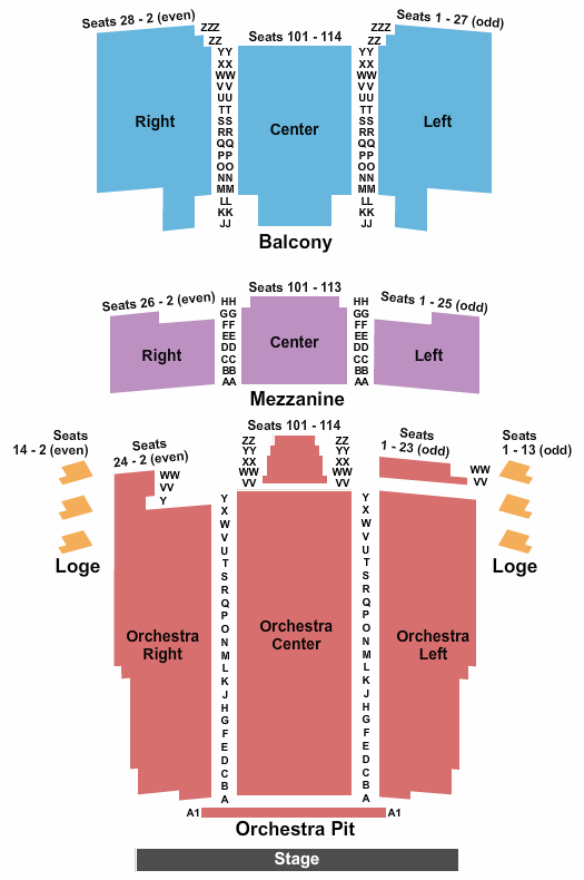 Seatmap for barbara b mann performing arts hall