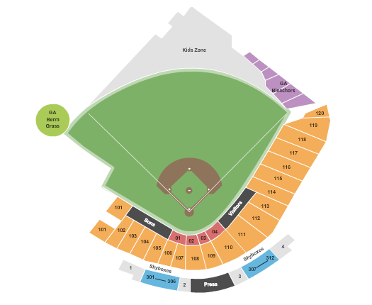 Seatmap for 121 financial ballpark