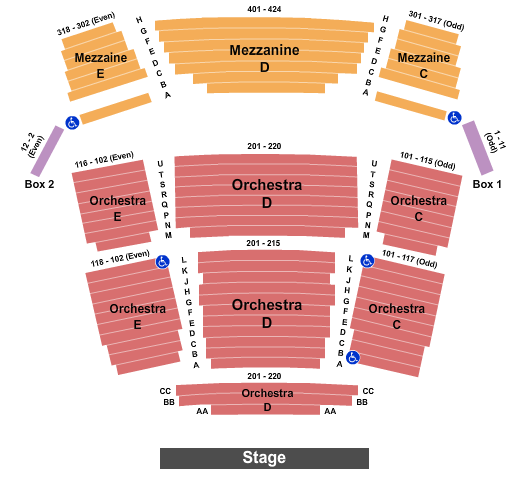 Seatmap for belding theater at bushnell theatre