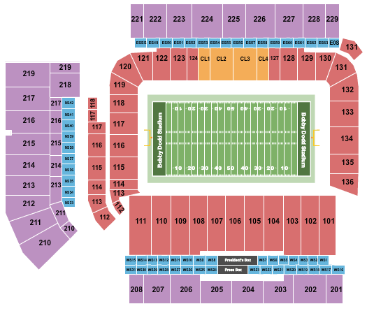 Seatmap for bobby dodd stadium