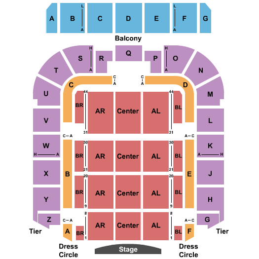 Seatmap for boutwell auditorium