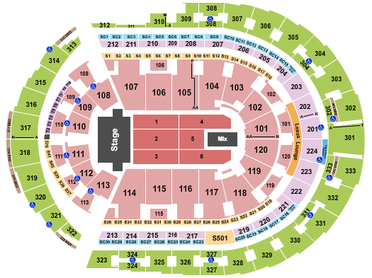 Seatmap for bridgestone arena