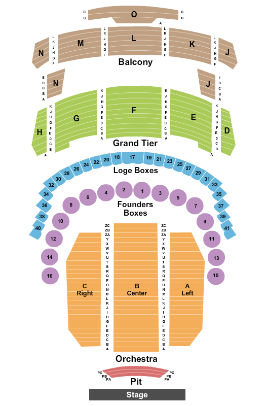Seatmap for brown theater at wortham center