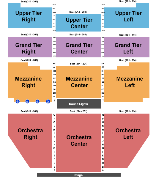 Seatmap for cannon hall at riverpark center