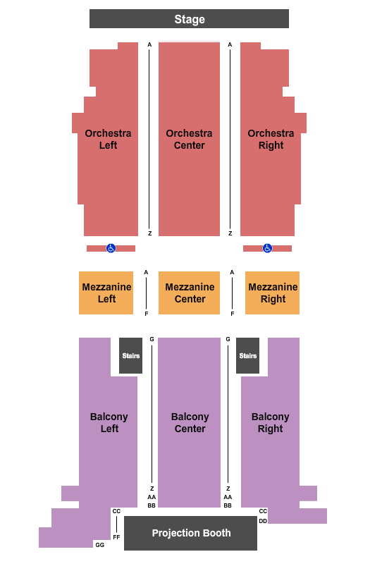 Seatmap for capitol theatre at capitol arts complex