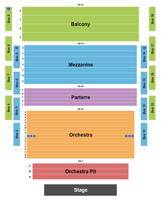 Seatmap for castellow ford center for the performing arts