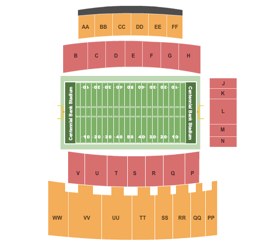 Seatmap for centennial bank stadium