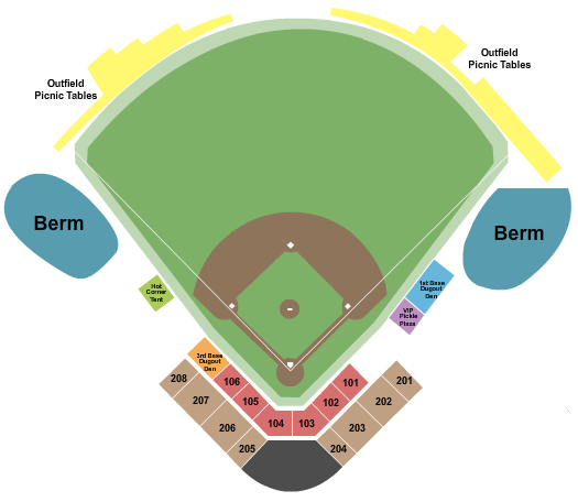 Seatmap for charles b. walker stadium at lents park