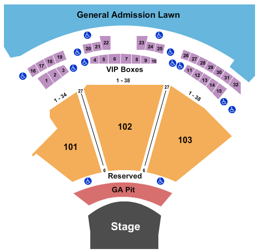 Seatmap for skyla credit union amphitheatre