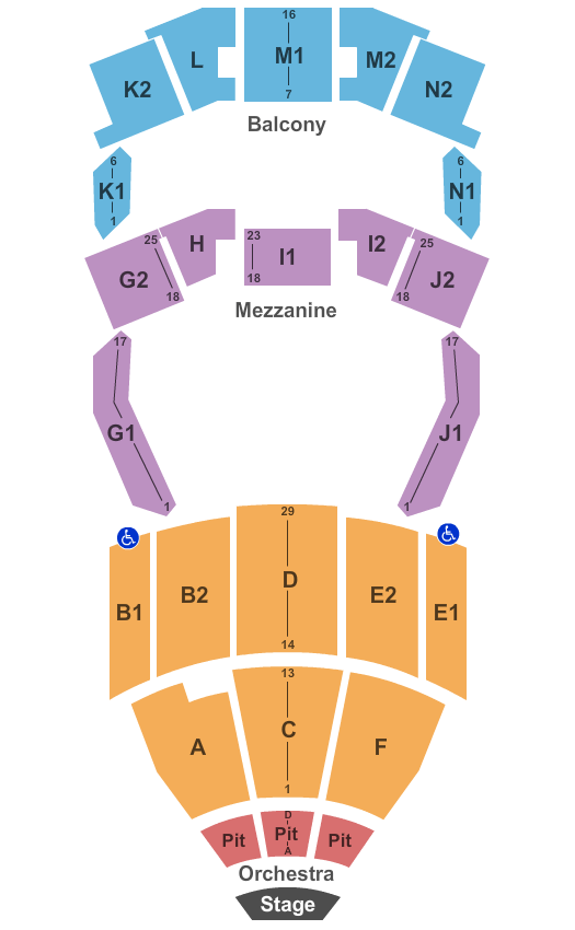Seatmap for chester fritz auditorium