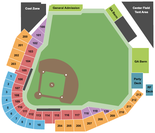 Seatmap for chickasaw field at bricktown