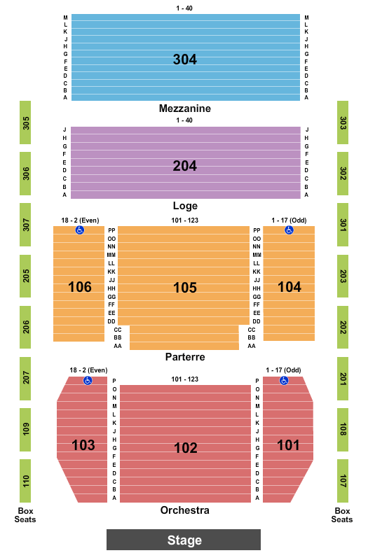 Seatmap for classic center theatre