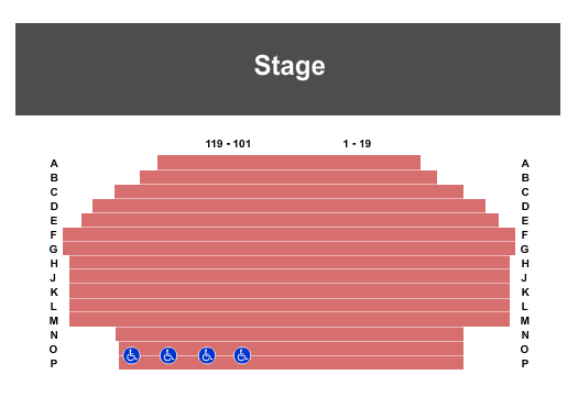 Seatmap for coger theatre at craig hall