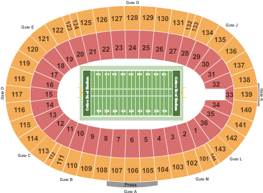 Seatmap for cotton bowl stadium