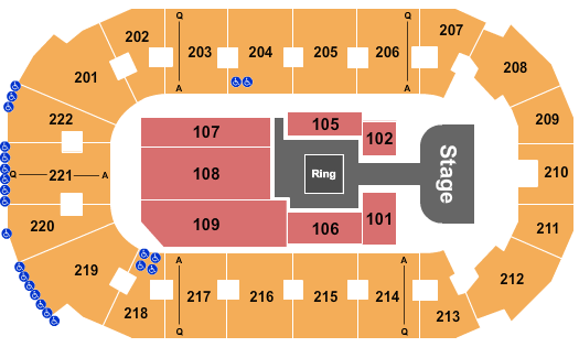 Seatmap for covelli centre - youngstown
