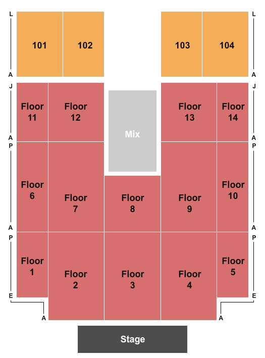 Seatmap for cox business center - ballroom
