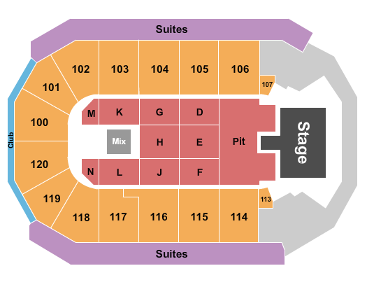 Seatmap for credit union of texas event center