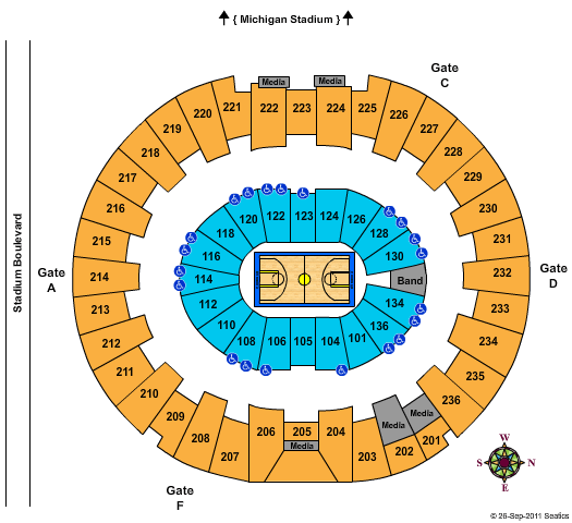 unknown Michigan Wolverines Men's Basketball Season Tickets (Includes Tickets To All Regular Season Home Games)