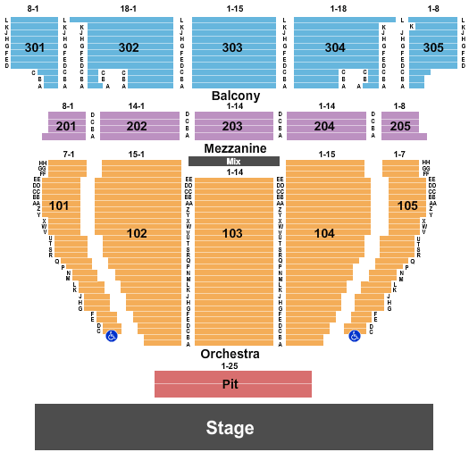 Seatmap for crown theatre - the crown center