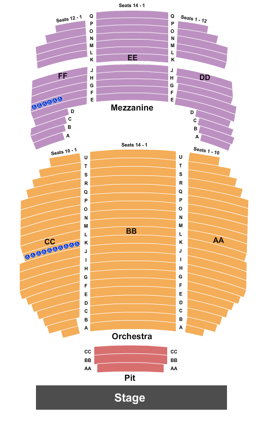 Seatmap for cullen theater at wortham theater center