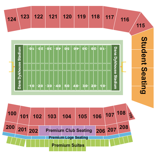 Seatmap for dana dykhouse stadium