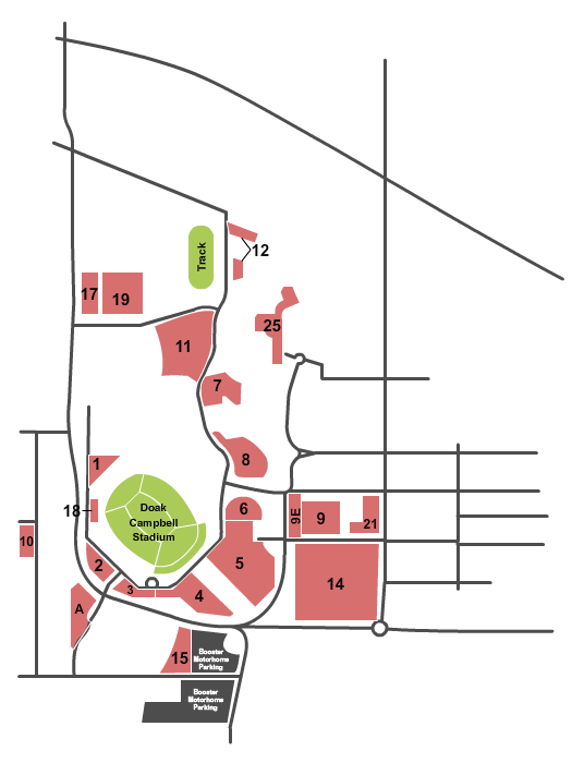 Seatmap for doak campbell stadium parking lots