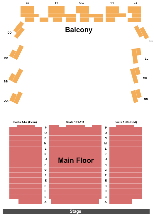 Seatmap for dock street theatre