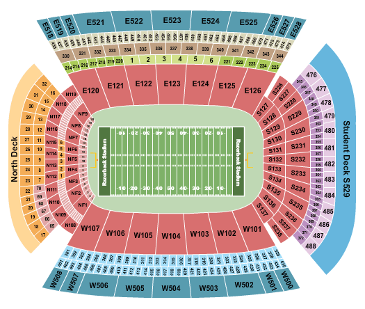 Seatmap for donald w. reynolds razorback stadium