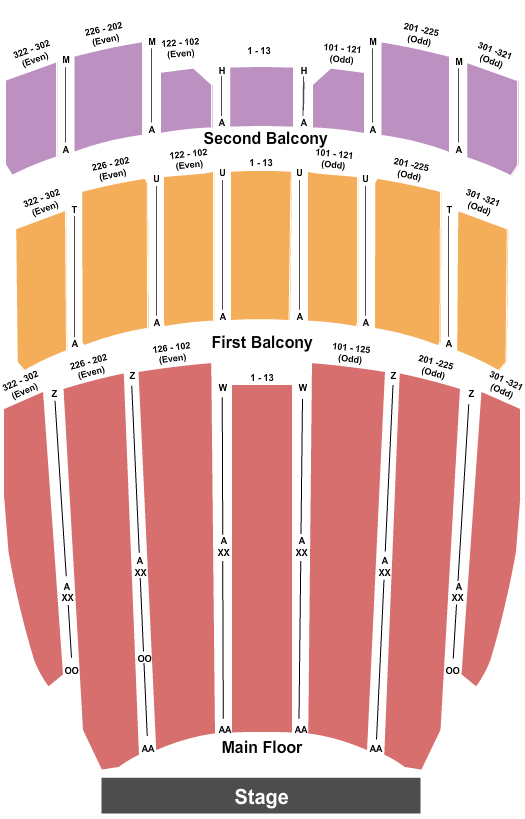 Seatmap for elliott hall of music