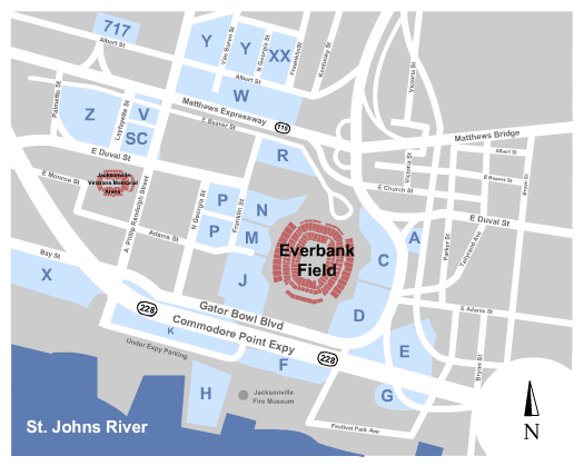 Seatmap for everbank stadium parking lots