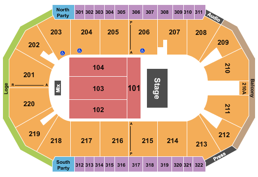 Seatmap for findlay toyota center