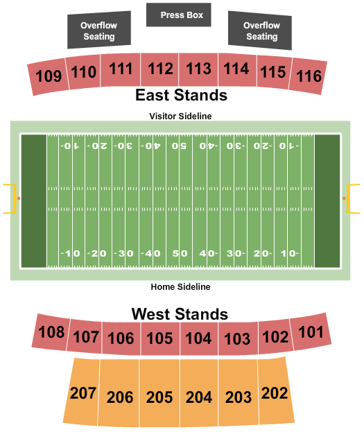Seatmap for five star stadium