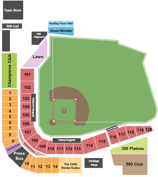 Seatmap for fluor field at the west end