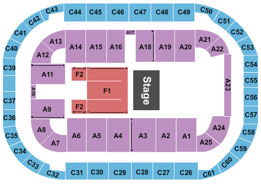 Seatmap for arena at ford idaho center
