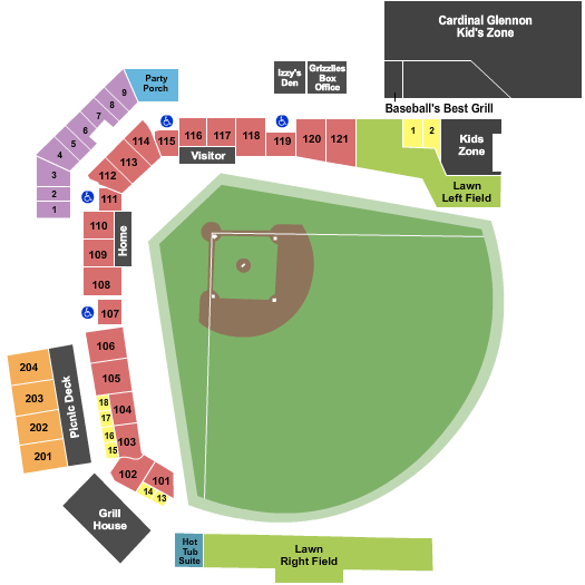 Seatmap for grizzlies ballpark