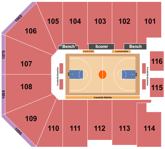 Seatmap for gateway center arena at college park